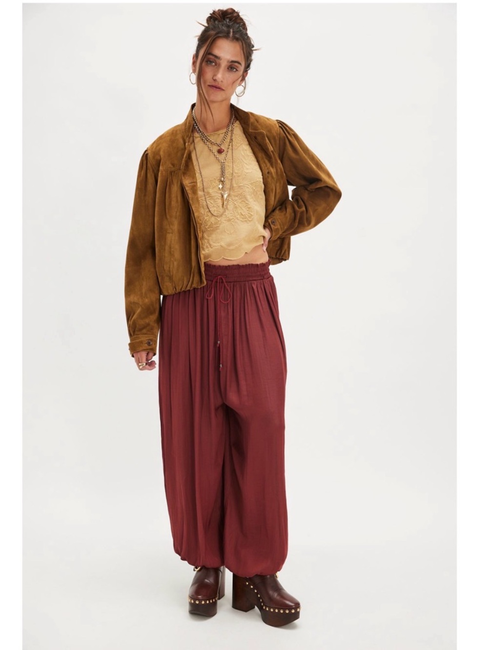 Free People Sleepover Crush Balloon Pants in Spiced Apple